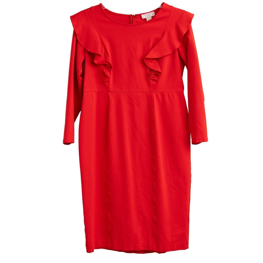 Rachel Parcell Red Dress Plus Sz XL Classy Designer Dress Ruffle Party Cocktail